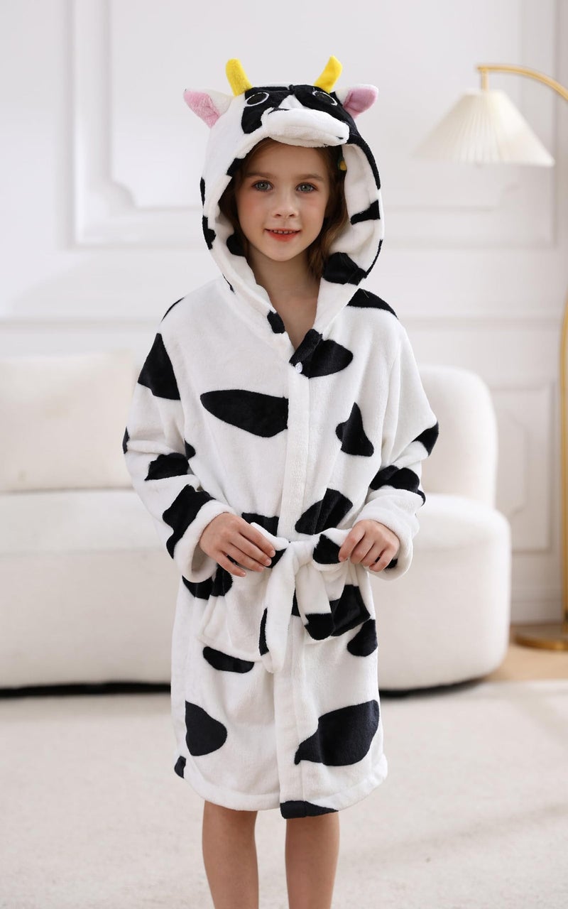 Girls Bathrobe Kids Gifts for Toddler Boys Robe Cow Size 7-8T - Image 4
