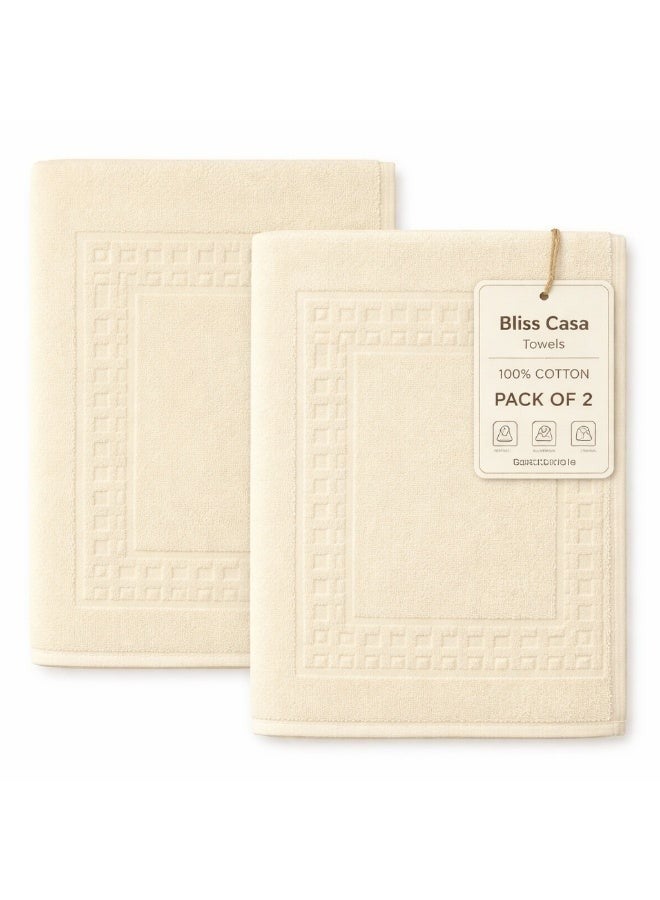 Bliss Casa - Bath Mats (2 Pack, 50 x 90 cm) - 1000 GSM Bathroom Mat for Toilets, Super Soft and Extra Absorbent Floor Mats For Elegant Look (Vanilla Cream) - Image 1