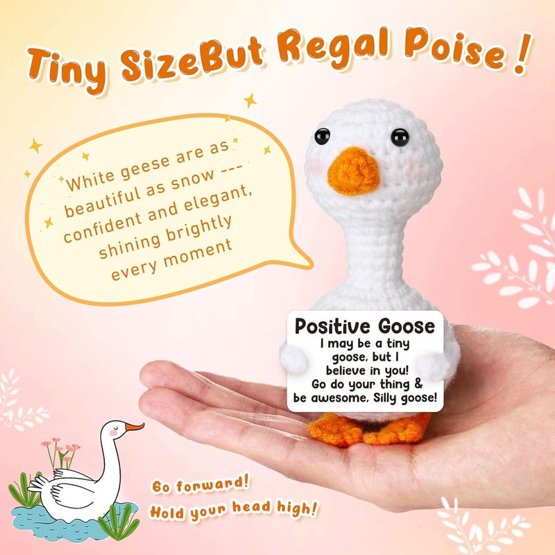 TERRIFI Positive Pocket Goose Doll, Funny Emotional Support Knitted Goose Toy with Positive Card, Woolen Crochet, Cheer Up Graduation Gift, Encouragement for Friends - Image 4