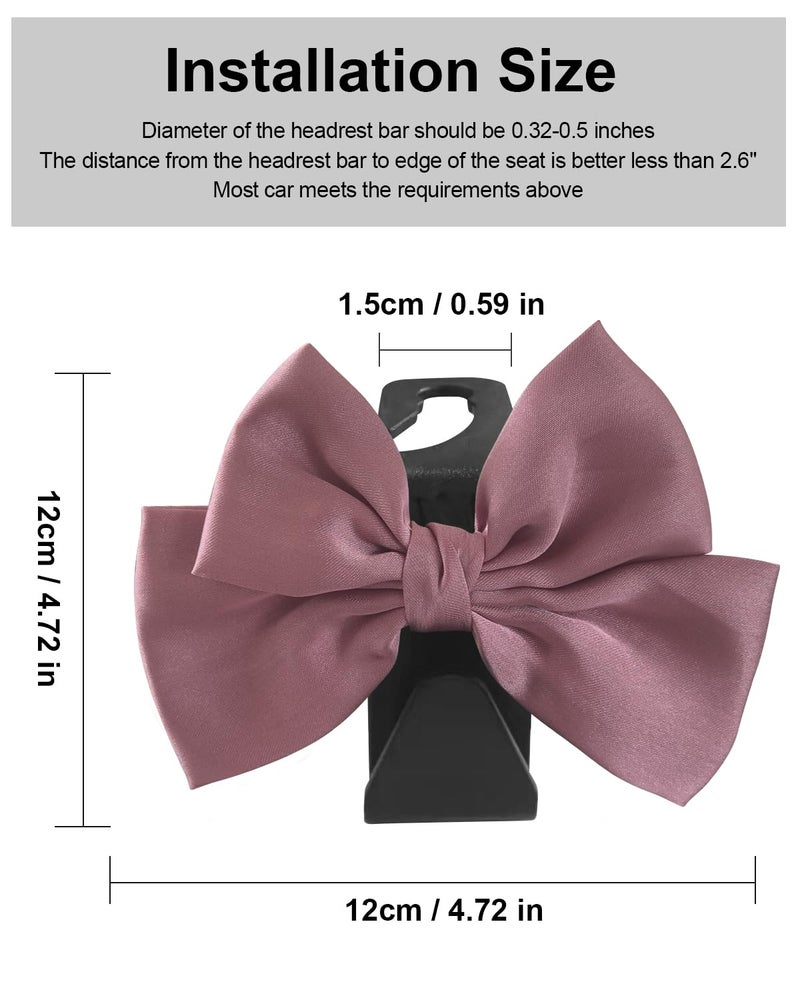 BVGACI 2 Pack Car Purse Hooks, Cute Bow Car Seat Headrest Hook Hanger for Purses and Bags (Leather pink) - Image 4