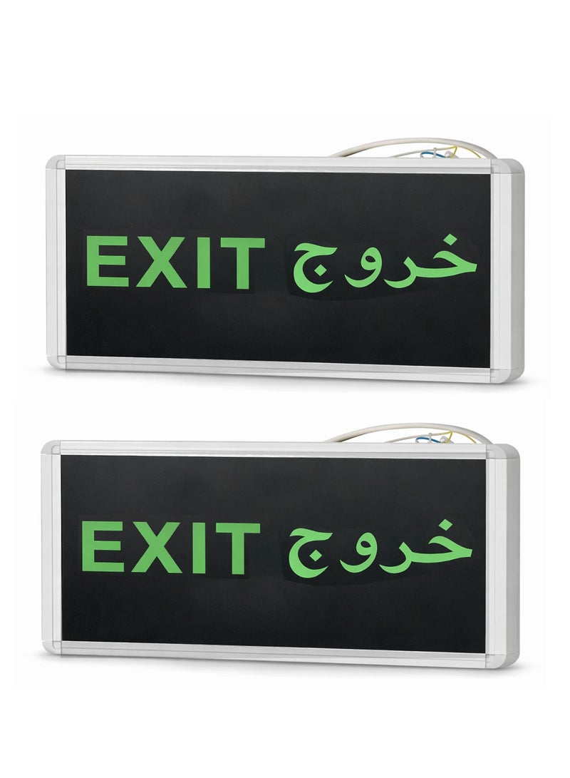 melfi عبوة من 2 لوحة إضاءة لعلامة الخروج الطارئ LED للأماكن الترفيهية، السوبرماركت، الفنادق، المستشفيات، المكتبات، إلخ - Image 1