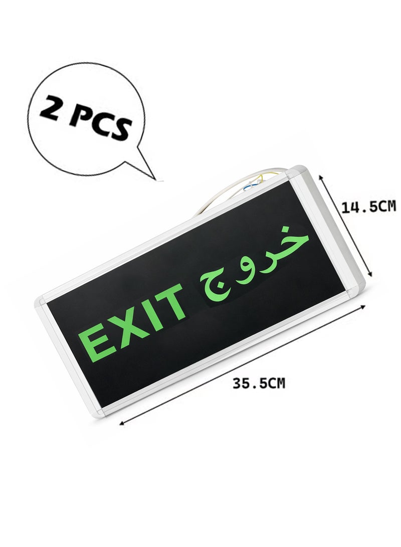 melfi عبوة من 2 لوحة إضاءة لعلامة الخروج الطارئ LED للأماكن الترفيهية، السوبرماركت، الفنادق، المستشفيات، المكتبات، إلخ - Image 3