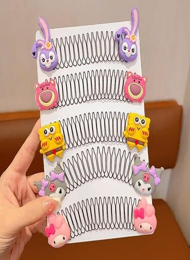 MYSELF Cute Cartoon Animal Style Non-slip Comb Hair Clip, Broken Hair Barrette, Bangs Fixed Insert Comb, Pack of 5 - Image 1
