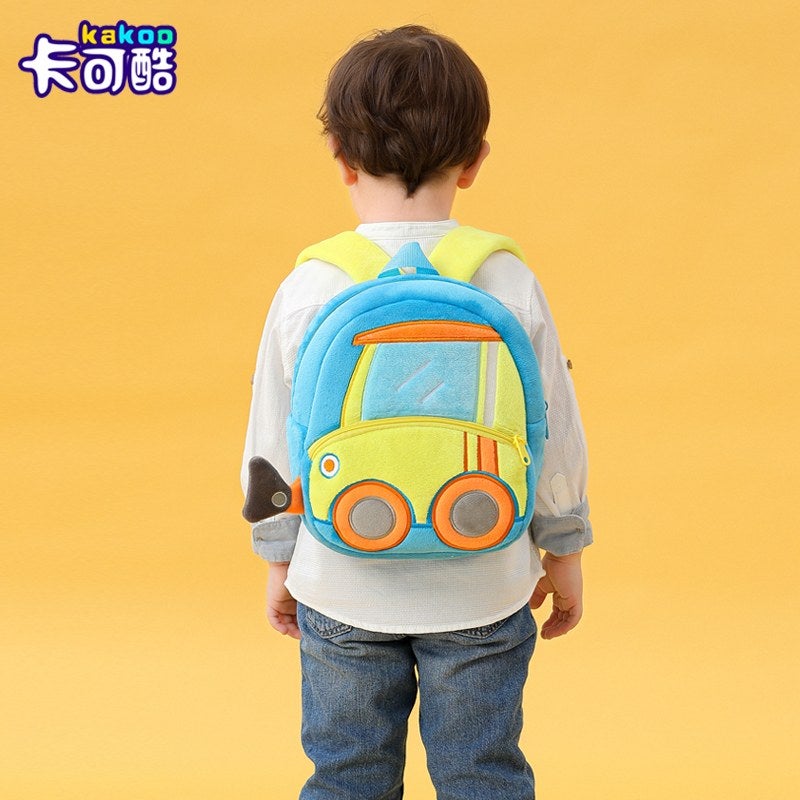 Plush Kids Backpack, Drilling Machine Vehicle Design, Soft Lightweight School Bag for Toddlers and Preschool Kids - Image 3