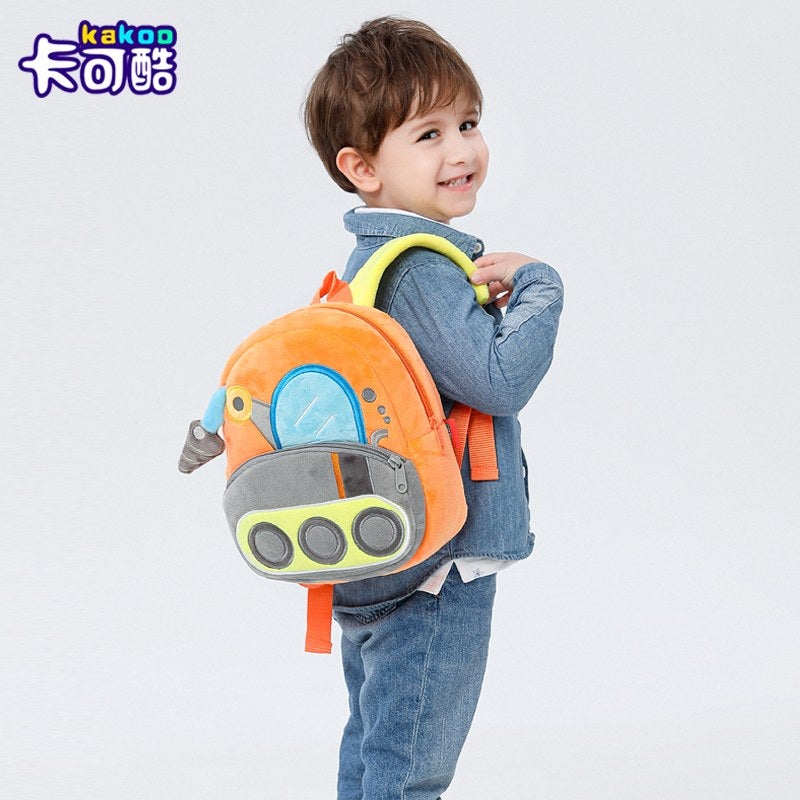 Plush Kids Backpack, Drilling Machine Vehicle Design, Soft Lightweight School Bag for Toddlers and Preschool Kids - Image 2