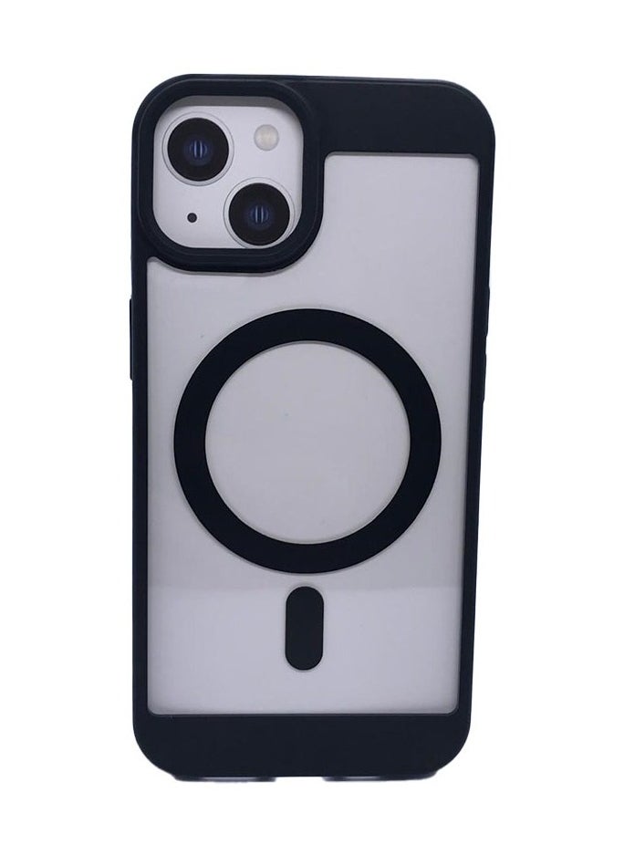 Generic - Magnetic transparent iPhone 15 case supports MagSafe charging  for iPhone 15 -Black - Image 1
