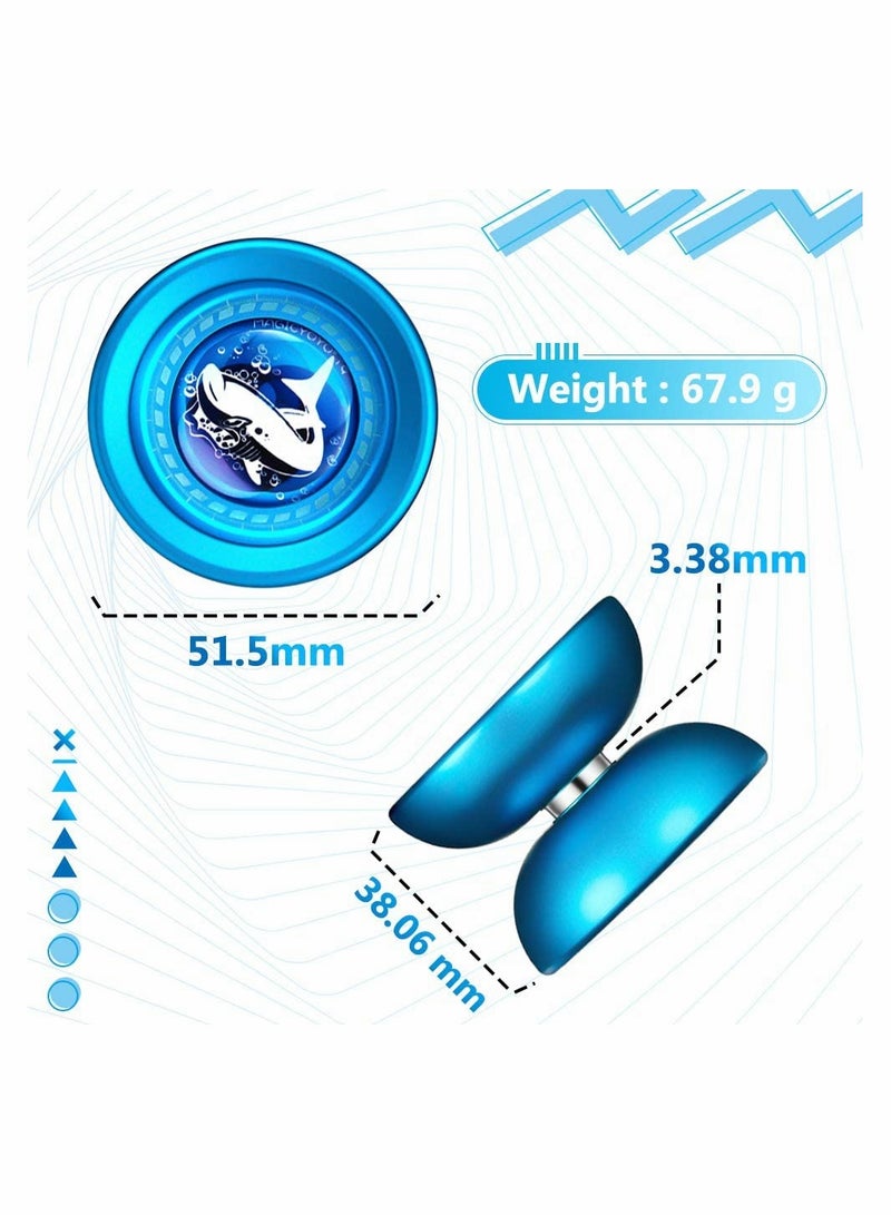 Professional Shark-Blue Responsive Yoyo Set for Kids with Metal Alloy Design Unresponsive Bearing Tool Gloves and 5 Strings  - Image 5