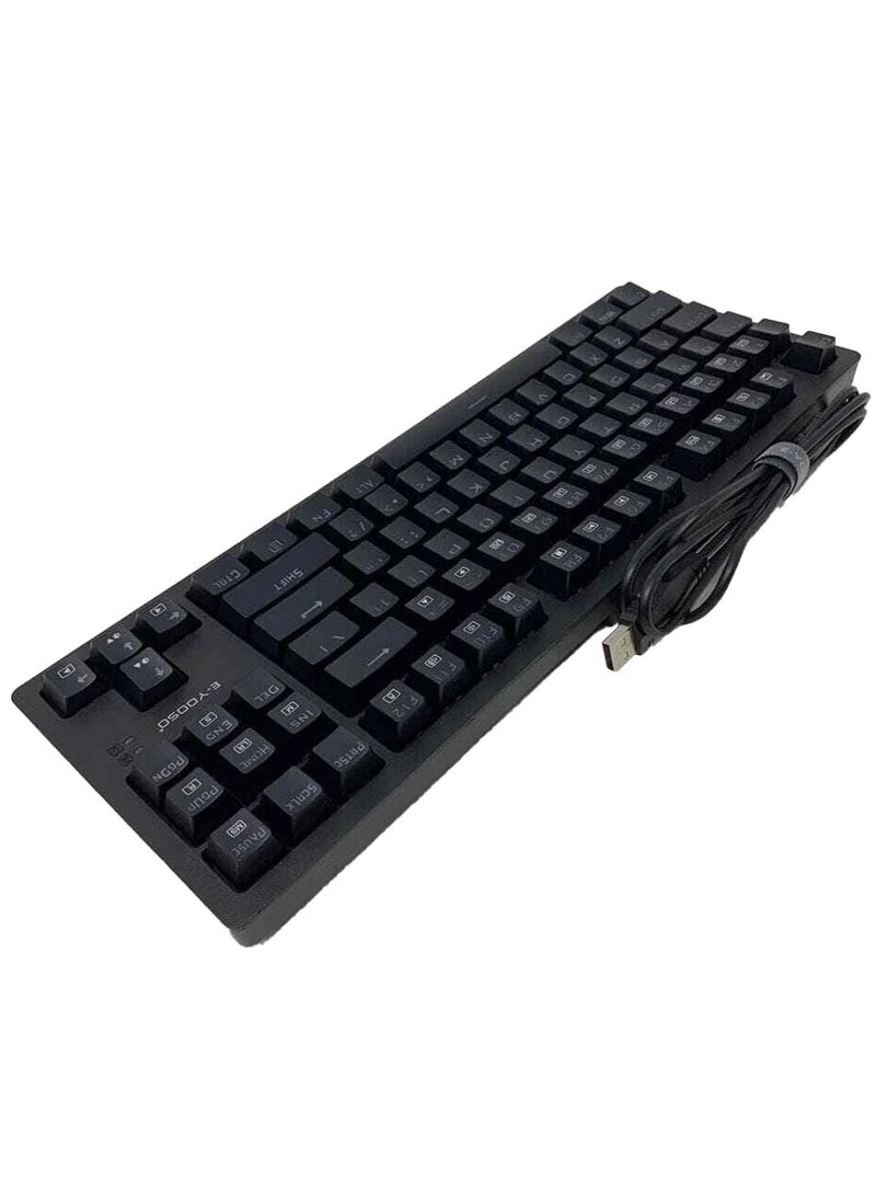 إي-يوسو لوحة مفاتيح الألعاب الميكانيكية K-620، 87 مفتاحًا، مفتاح أزرق، إضاءة خلفية بيضاء، تصميم صغير الحجم سلكي USB لأجهزة الكمبيوتر الشخصية والكمبيوتر المحمول - Image 2
