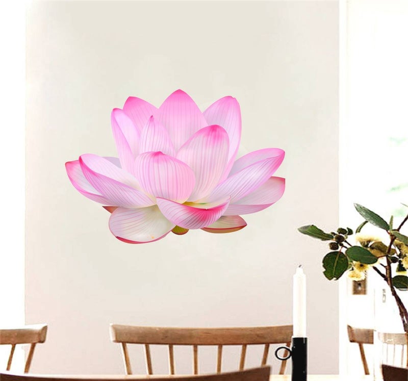 Rawpockets Rawpockets Decals Divine Lotus Flower Medium Size Acrylic Wall Sticker Wall Coverage Area Height 45 cms X Width 60 cmsPack of 1  - Image 1