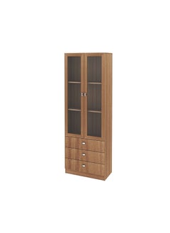 DANUBE HOME Kinsey Display Cabinet With 2 Glass Doors And 3 Drawers Modern Design Wooden Organiser Cupboard Multifunctional Display Rack Bookcase For Home Office L 60x31.5x171.5 Cm Brown  - Image 2