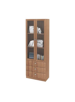 DANUBE HOME Kinsey Display Cabinet With 2 Glass Doors And 3 Drawers Modern Design Wooden Organiser Cupboard Multifunctional Display Rack Bookcase For Home Office L 60x31.5x171.5 Cm Brown  - Image 3