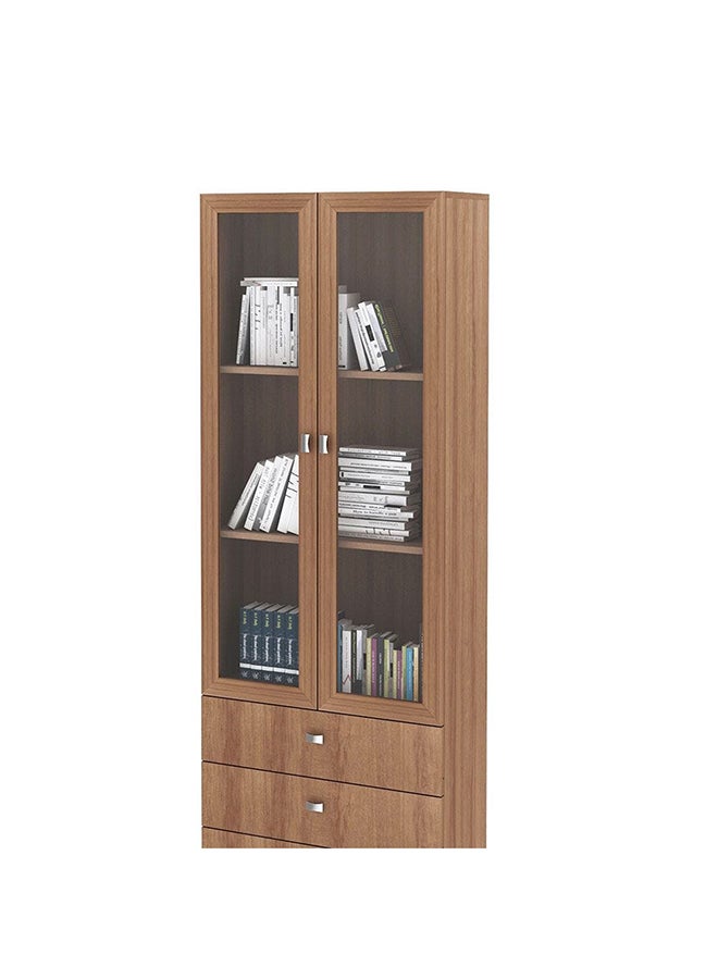 DANUBE HOME Kinsey Display Cabinet With 2 Glass Doors And 3 Drawers Modern Design Wooden Organiser Cupboard Multifunctional Display Rack Bookcase For Home Office L 60x31.5x171.5 Cm Brown - Image 4