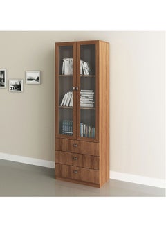DANUBE HOME Kinsey Display Cabinet With 2 Glass Doors And 3 Drawers Modern Design Wooden Organiser Cupboard Multifunctional Display Rack Bookcase For Home Office L 60x31.5x171.5 Cm Brown  - Image 1