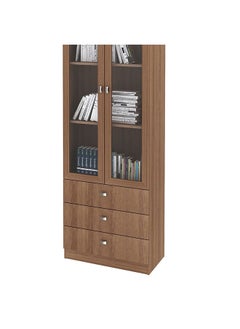 DANUBE HOME Kinsey Display Cabinet With 2 Glass Doors And 3 Drawers Modern Design Wooden Organiser Cupboard Multifunctional Display Rack Bookcase For Home Office L 60x31.5x171.5 Cm Brown  - Image 5