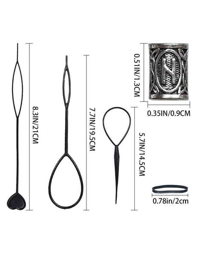 Jolbndcv 24 Pcs Viking Hair Beads Beard Hair Beard Beads 6 Pcs Pull Hair Pin Quick Beader 100 Pcs Black Rubber Bands And A Bag - Image 3
