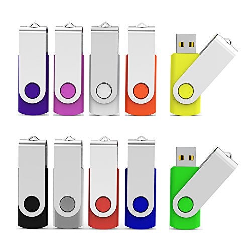 Aiibe 10 Pieces 16 GB USB Flash Drive 16GB USB 2.0 Thumb Drives Bulk Colorful USB Memory Stick Zip Drive Jump Drives for Data Storage, File Sharing (Multicolor, 16G, 10 Pack) - Image 1