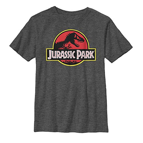 Jurassic Park Boy's Bold T Rex Logo T-Shirt - Charcoal Heather - Medium - Image 1