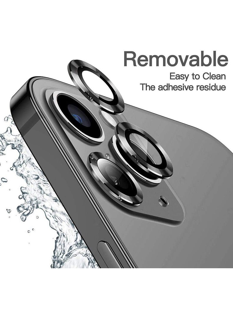 Theodor iPhone 13 Pro/ 13 Pro Max 3 Pcs Camera Lens Protector With 9H Tempered HD Glass Camera Cover Anti Scratch Aluminum Alloy Camera Ring, Graphite Black - Image 3