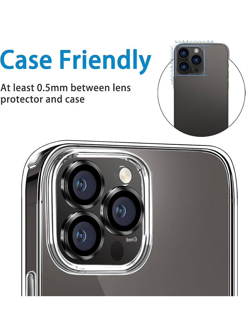 Theodor iPhone 13 Pro/ 13 Pro Max 3 Pcs Camera Lens Protector With 9H Tempered HD Glass Camera Cover Anti Scratch Aluminum Alloy Camera Ring, Graphite Black - Image 5