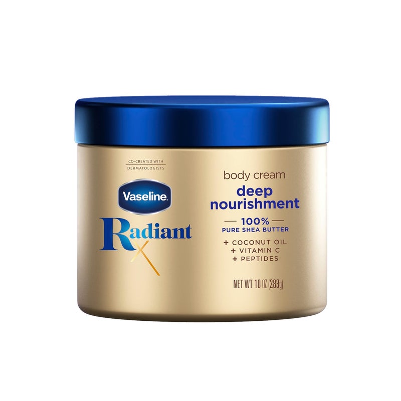 Vaseline Radiant X Deep Nourishment Body Cream 100% Pure Shea Butter, Coconut Oil, Vitamin C, & Peptides 10 oz - Image 1