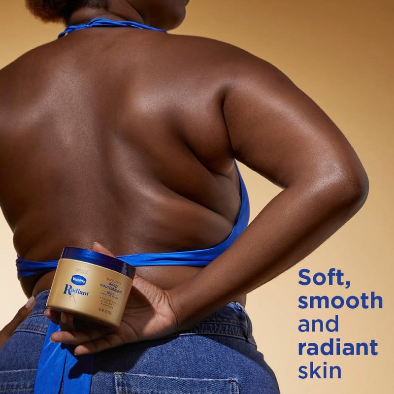 Vaseline Radiant X Deep Nourishment Body Cream 100% Pure Shea Butter, Coconut Oil, Vitamin C, & Peptides 10 oz - Image 5