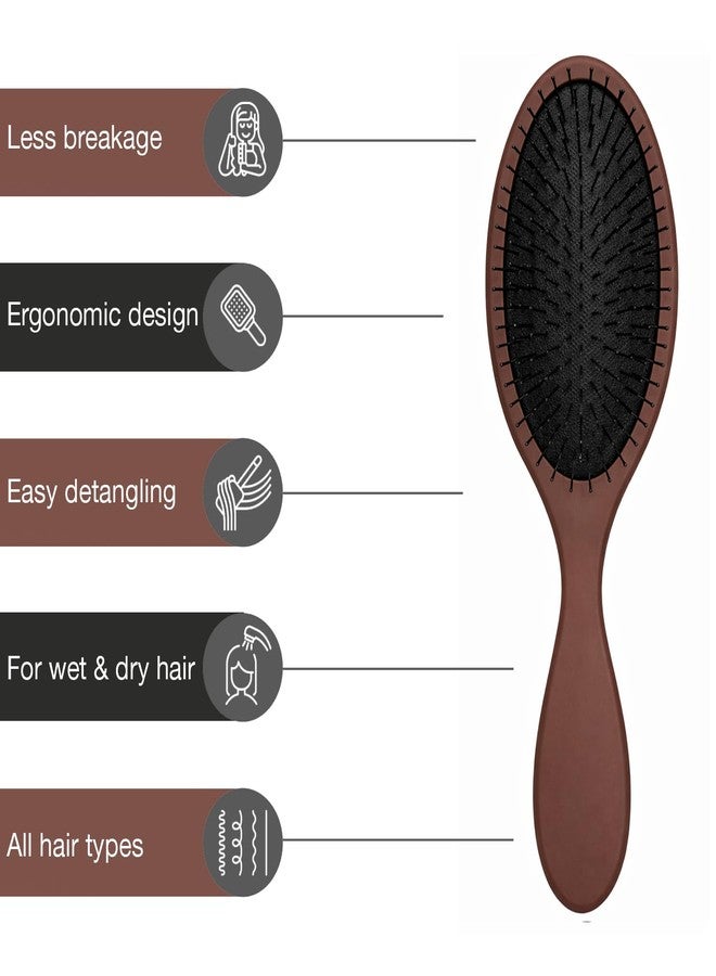Lyrovo Original Detangler Hair Brush, Black Frost - Ultra-Soft IntelliFlex Bristles - Detangling Brush Glides Through Tangles For All Hair Types (Wet Dry & Damaged Hair) - Women & Men (Coffee) - Image 4
