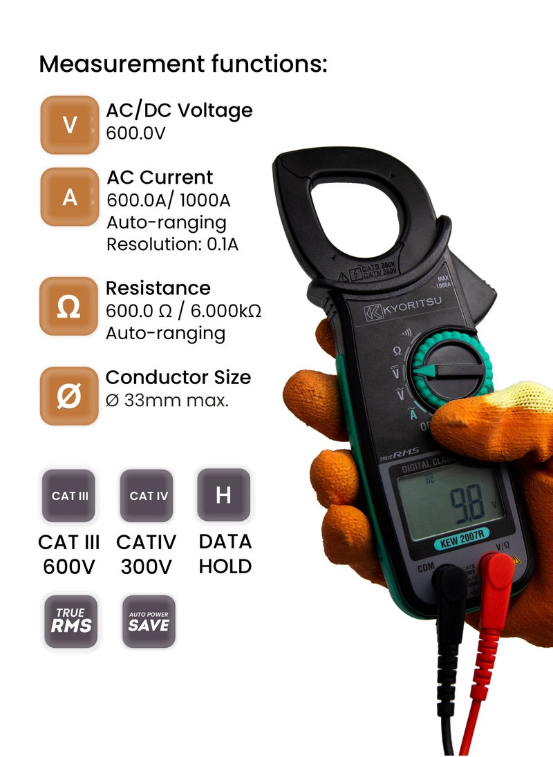 KYORITSU Clamp Meter | Voltage Tester (Black/Green)  - Image 5