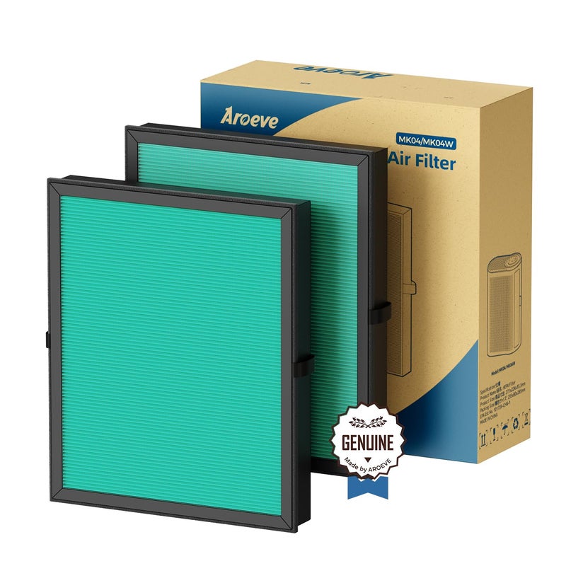 AROEVE MK04 Air Filter Replacement 4in1 Filter for Pollen Pet Dander Hair Pet Dander Version2 Pack