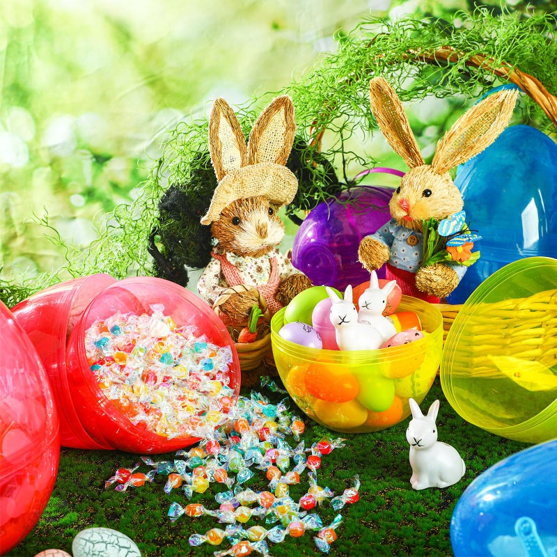 Funtery 4 Pcs Jumbo Easter Eggs 10 Inch Plastic Giant Easter Eggs with Handles, Clear Large Baskets Fillable Big Bunny Egg Shaped Baskets Containers Decoration (Fresh Colors) - Image 4