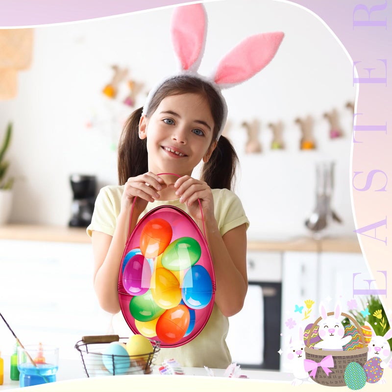 Funtery 4 Pcs Jumbo Easter Eggs 10 Inch Plastic Giant Easter Eggs with Handles, Clear Large Baskets Fillable Big Bunny Egg Shaped Baskets Containers Decoration (Fresh Colors) - Image 5