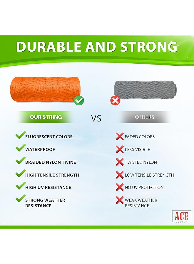 ACE Orange Mason Line String Line #18 Braided Nylon String 250 Ft Length Nylon Twine For Gardening Or Tools Perfect Construction String For A String Level Twine String For Gardening - Image 3