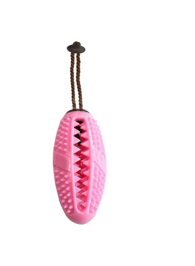 Emily Pets Rubber Dog Feeder Toys Chewable Light Rugby Ball Design, Natural Rubber Toy, Playing Toys For Dogs, Puppies, And Cats (Pink) - Image 1