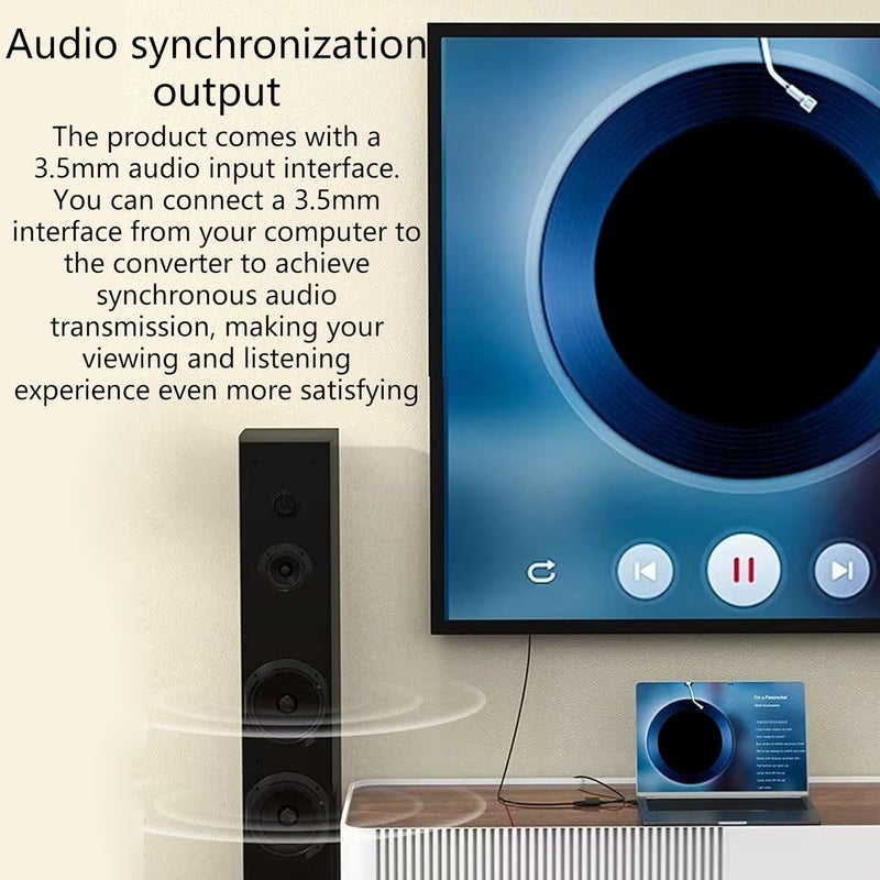 Strong Metallic Connection Visual Port Converter Featuring 3.5mm Sound Connector for Work Meeting Presentation to VGA Home Theater Converter - Image 3