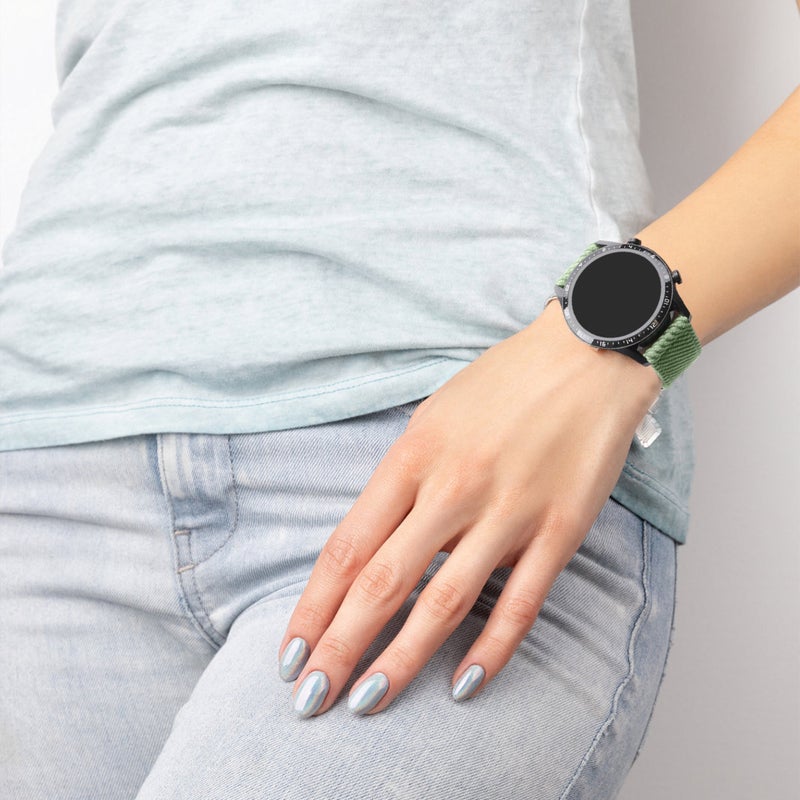 💍 حزام ساعة نايلون 20 مم متوافق مع ساعة للارتداء اليومي بالأخضر 2 قطع - Image 4