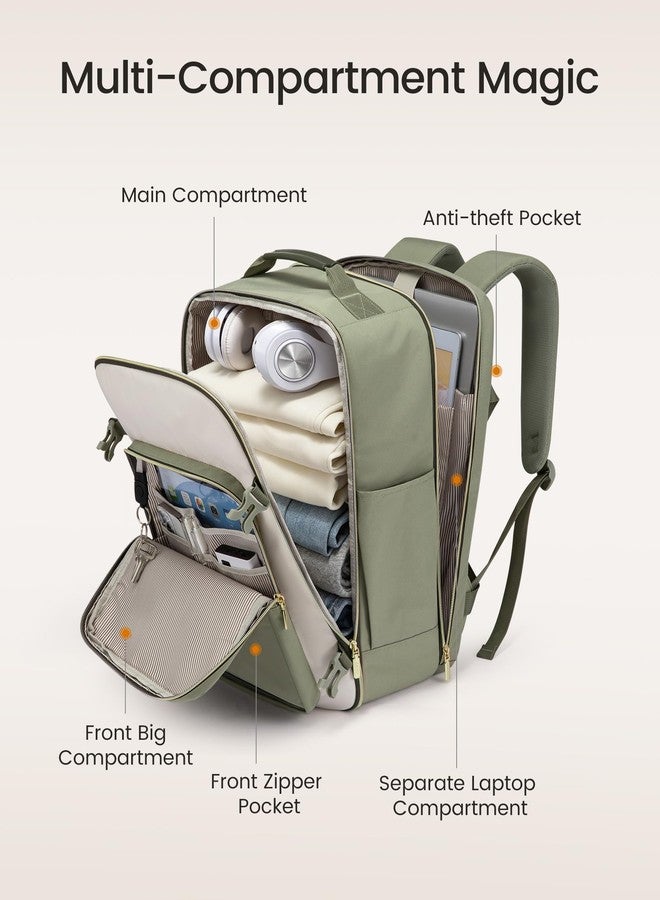LOVEVOOK Carry on Backpack Personal Item Travel Bag for Women Men, Light Green-beige-olive Green, 56L-4Pcs, Travel Backpacks - Image 3