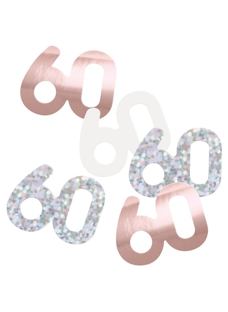 Unique 60-Years Birthday Anniversary Confetti Metallic Rose Gold Silver 14g - Image 1