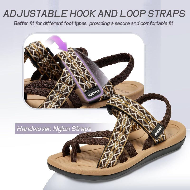 MEGNYA Supportive Summer Beach Travel Walking Shoes with Arch Support for Women, Comfortable Durable Rubber Sole Hiking Sandals Outdoor Adventure Cushion Brown Size 8.5 - Image 5