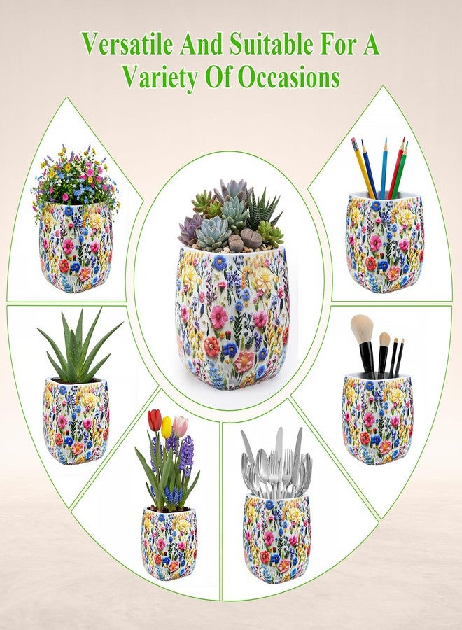 MONVIE 3D Puzzles Planter, 96 Unique Flower Vase Puzzle Pieces for Adults Round Puzzle Plant Pot with Drainage for Indoor Plants, Succulents, and Cactus, Pen Holder (Luxuriant Flowers) - Image 3