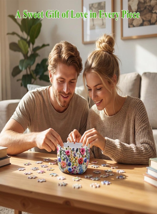 MONVIE 3D Puzzles Planter, 96 Unique Flower Vase Puzzle Pieces for Adults Round Puzzle Plant Pot with Drainage for Indoor Plants, Succulents, and Cactus, Pen Holder (Luxuriant Flowers) - Image 5