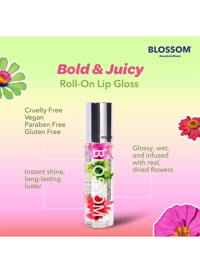 Blossom Scented Roll on Lip Gloss, Infused with Real Flowers, Made in USA, 0.20 fl. oz./5.9ml, Watermelon - Image 5