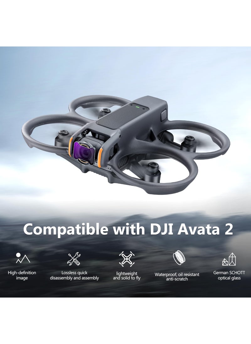 STARTRC STARTRC Avata 2 ND Filters Set, 8 Pack UV CPL ND8 ND16 ND32 ND64 ND128 ND256 Neutral Density Camera Lens Filter Compatible with DJI Avata 2 FPV Drone, Multi Coated HD Optical Glass  - Image 2