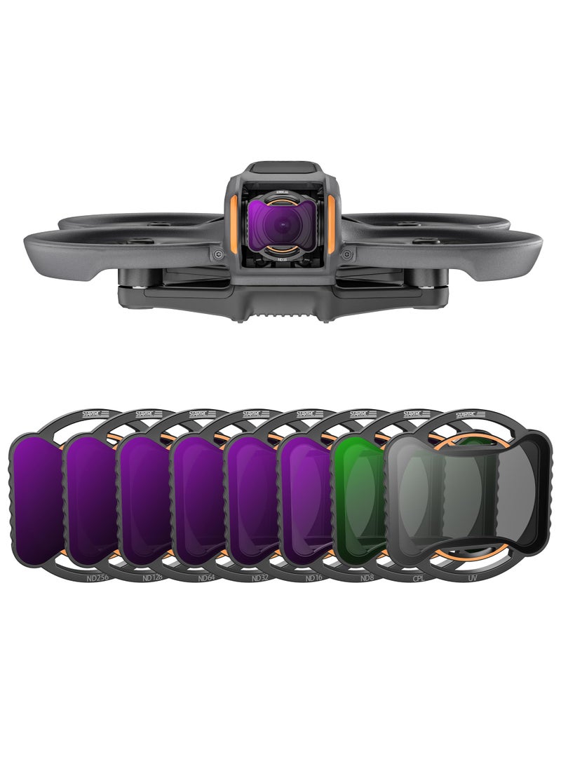 STARTRC STARTRC Avata 2 ND Filters Set, 8 Pack UV CPL ND8 ND16 ND32 ND64 ND128 ND256 Neutral Density Camera Lens Filter Compatible with DJI Avata 2 FPV Drone, Multi Coated HD Optical Glass  - Image 1