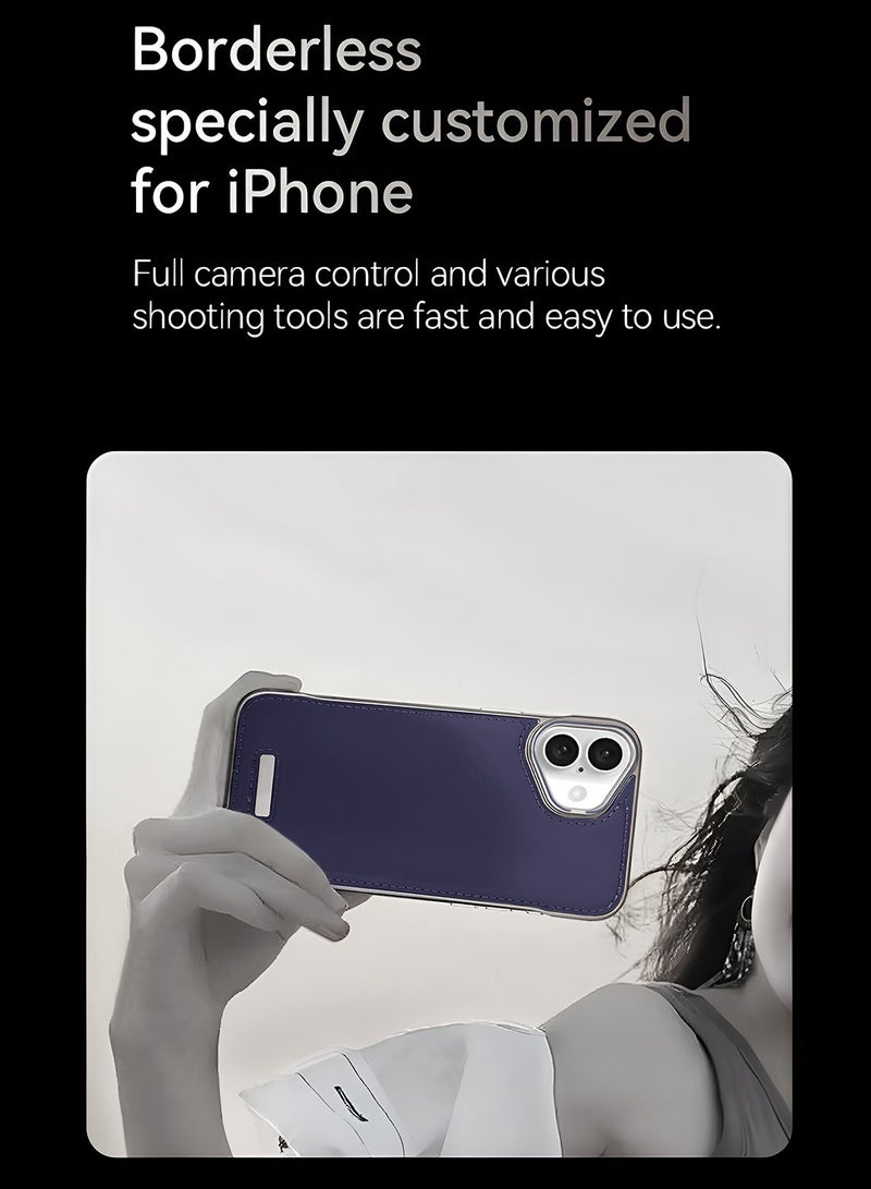 Wtech Apple iPhone 16 Plus 5G 2024 Luxury Leather Thin Metal Phone Case, Anti-Fallen Cover Without Frame Light Phone Shield Case Cover - Eggplant Purple - Image 3