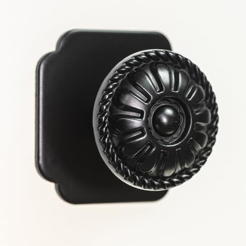 trust4care 20-PackEuro-Style Matte Black Kitchen Cabinet Pulls Knobs, Zinc Round Farmhouse Dresser Handles Drawer Knobs for Modern Closet Furniture Door, Victorian Floral Pattern - Image 3