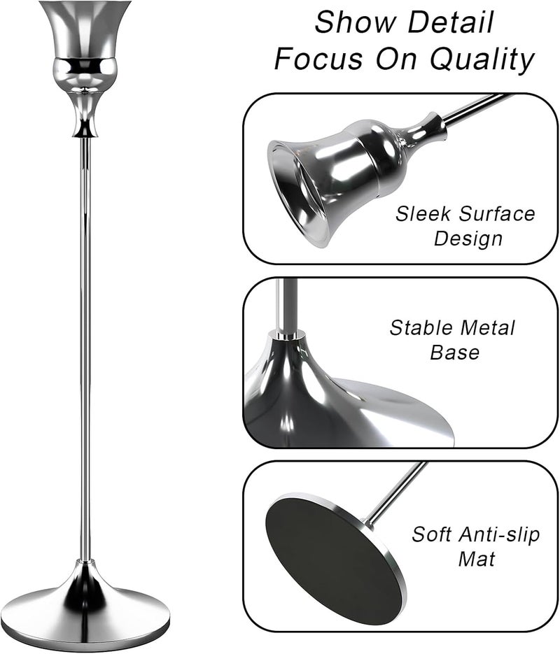 SHOWIN Replaceable parts Candlestick Holders Silver, 6 Packs Taper Candle Holder for Candlesticks, Candle Sticks Holder Decor for Home Decor Practical experience crafted - Image 2
