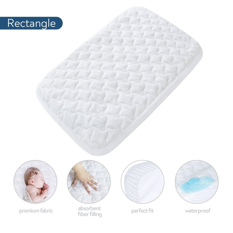 Magik & Kover غطاء وسادة مرتبة سرير مقاس 81.28 سم × 45.72 سم - مناسب للأذرع تصل إلى Clear-Vue Cambria RONBEI Chicco LullaGo Primo/Nest، سرير مبطن من القطن وسطح تيري - Image 2