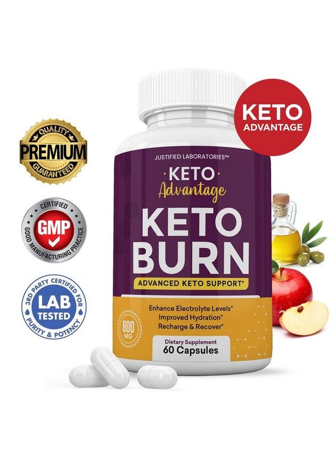 Justified Laboratories - Keto Advantage Keto Burn Pills Includes Apple Cider Vinegar Gobhb Exogenous Ketones Advanced Ketogenic Supplement Ketosis Support For Men Women 60 Capsules - Image 1