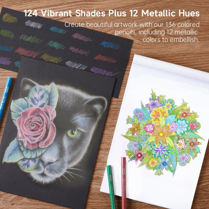 Shuttle Art 136 Colouring Pencils,Coloured Pencils Set for Adult Colouring Books,Doodling,Sketching,Art,School Supplies - Image 5