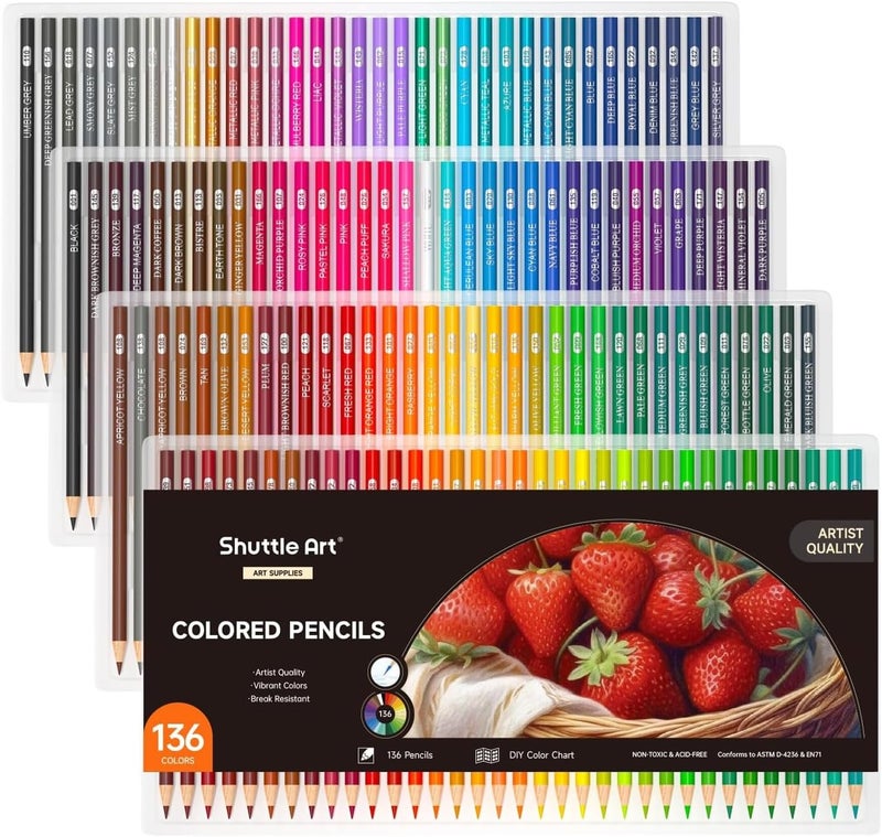 Shuttle Art 136 Colouring Pencils,Coloured Pencils Set for Adult Colouring Books,Doodling,Sketching,Art,School Supplies - Image 1