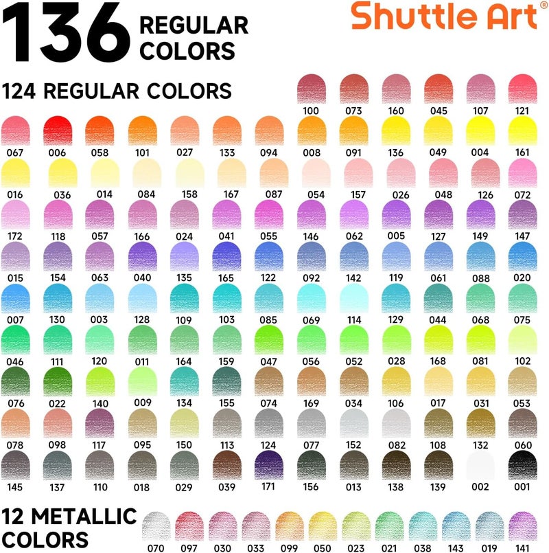 Shuttle Art 136 Colouring Pencils,Coloured Pencils Set for Adult Colouring Books,Doodling,Sketching,Art,School Supplies - Image 3